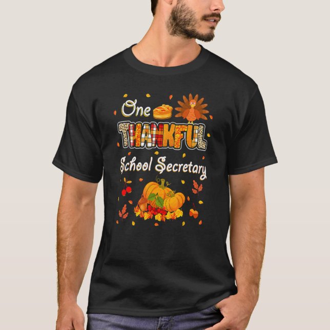 Camiseta One Thankful School Secretary Fall Autumn Thanksgi (Anverso)