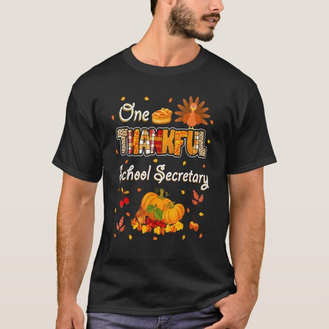 Camiseta One Thankful School Secretary Fall Autumn Thanksgi (Anverso)