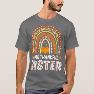 Camiseta One Thankful Sister Rainbow Leopard Fall Autumn Th