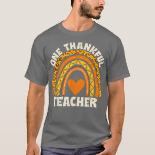 Camiseta One Thankful Teacher Leopard Rainbow Thanksgiving 