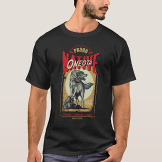 Camiseta Oneota Native American Indian Born Wolf Spirit Ret