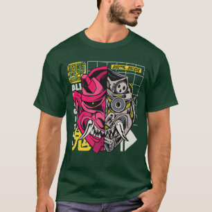 Camiseta Oni de Demón Japonés Máscara de Ropa Vaporwave