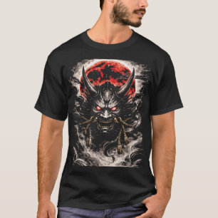 Camiseta Oni Demonio en Luna Roja - Arte de Anime Japonés