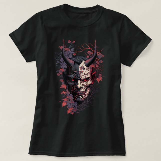 Camiseta Oni Hannya, mascara demon tradicional japonesa de  (Diseño del anverso)