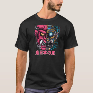 Camiseta Oni japonés máscara de demón ciborg diablo folclor