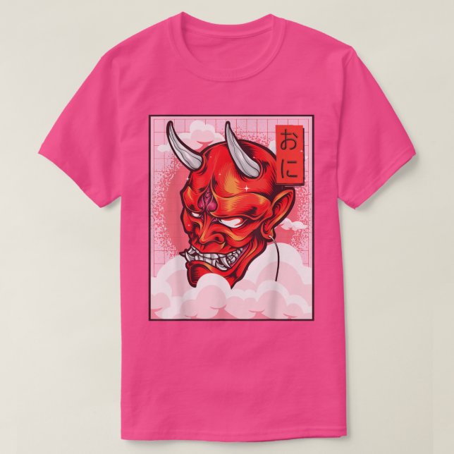 Camiseta Oni Mask Demon Mask Yokai Kawaii Japanese Aestheti (Diseño del anverso)