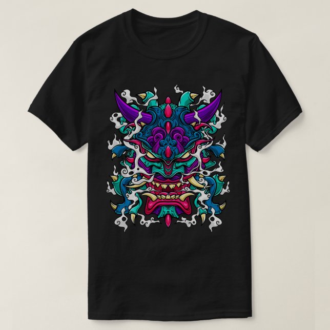 Camiseta Oni Mask Hannya Demon Evil Japanese  (Diseño del anverso)
