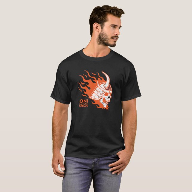 Camiseta Oni Samurai Chaos – Fierce Japanese Demon Warrior  (Anverso completo)