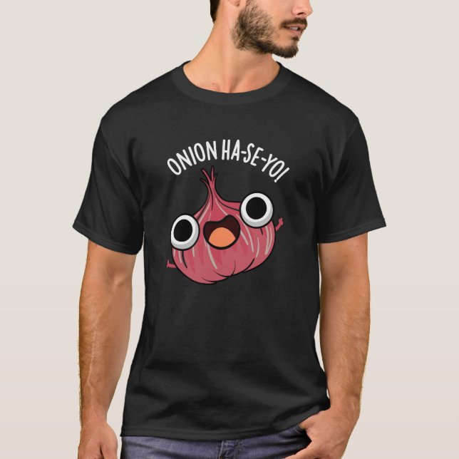 Camiseta Onion Ha-se-yo Funny Korean Pun Dark BG (Anverso)