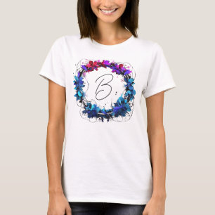 Camiseta Onograma Azul Rojo Rosa Azul Flor