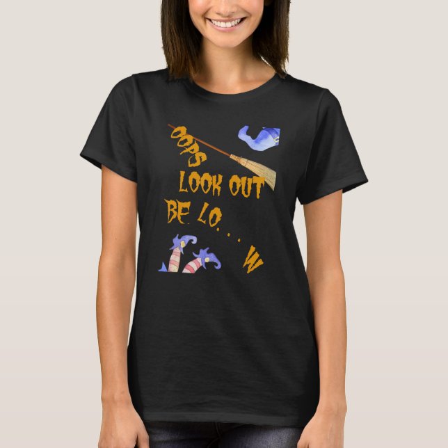 Camiseta Oops Fallen Volando Bruja Halloween (Anverso)