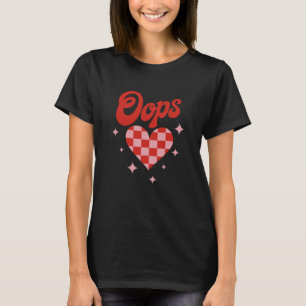 Camiseta Oops retro - Corazón de tablero de ajedrez