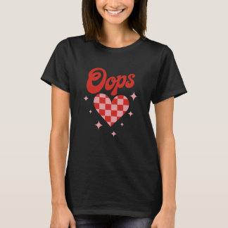 Camiseta Oops retro - Corazón de tablero de ajedrez