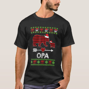 Camiseta Opa Bear Santa Red Plaid Family Pajamas For Christ