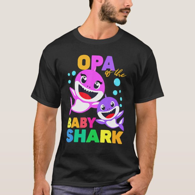 Camiseta Opa Del Bebé Cumpleaños Los Tiburones Opa Shark Na (Anverso)