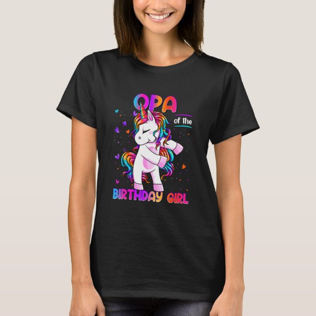 Camiseta Opa del Chica de cumpleaños Dabbing Unicorn Fiesta (Anverso)