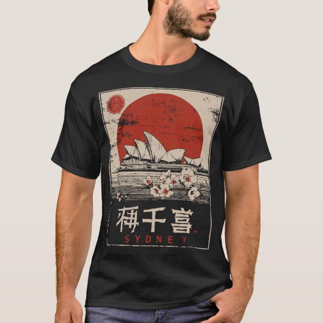 Camiseta Ópera de Sidney: Arte del puerto de Sunset (Anverso)