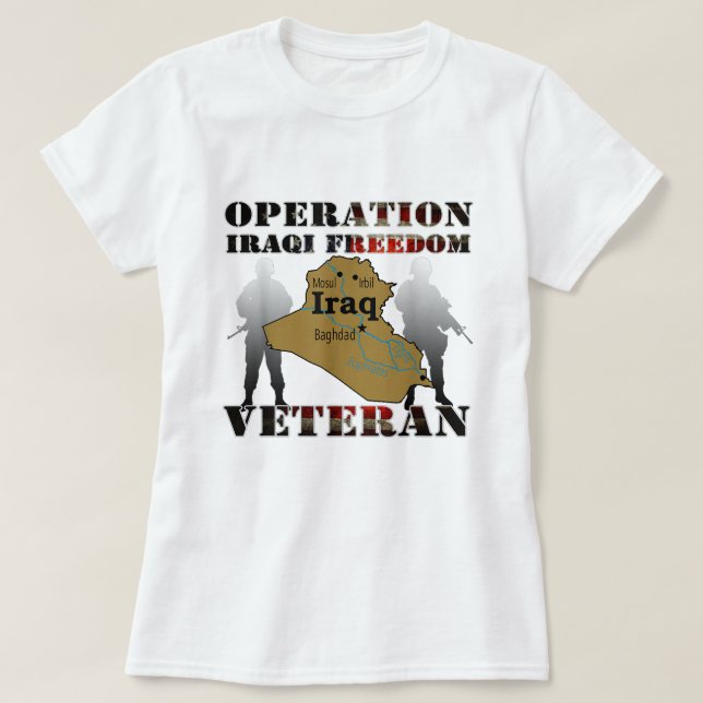 Camiseta Operación Libertad Iraquí OIF Veterano Combate Ban (Diseño del anverso)