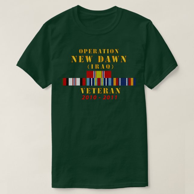 Camiseta Operación New Dawn Service Ribbon Bar con GWT Iraq (Diseño del anverso)