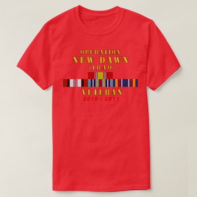 Camiseta Operación New Dawn Service Ribbon Bar con GWT Iraq (Diseño del anverso)