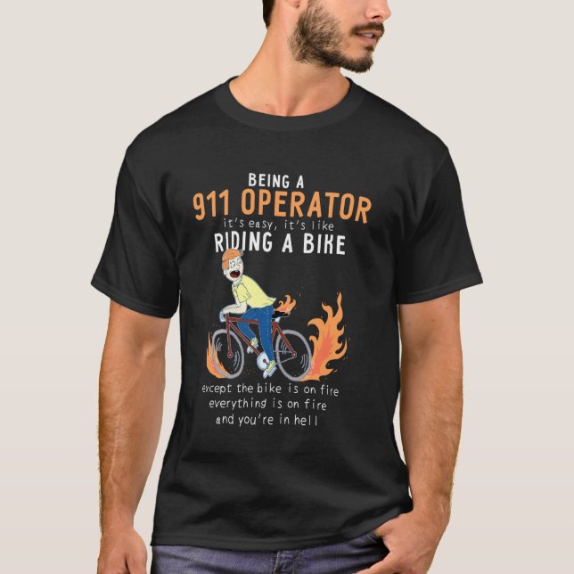 Camiseta Operador 911 Como Riding Bicicleta Funny Long S (Anverso)