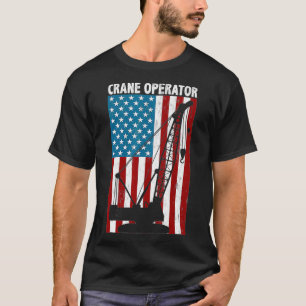 Camiseta Operador Crane Levantando Hook Patriótico Estadoun