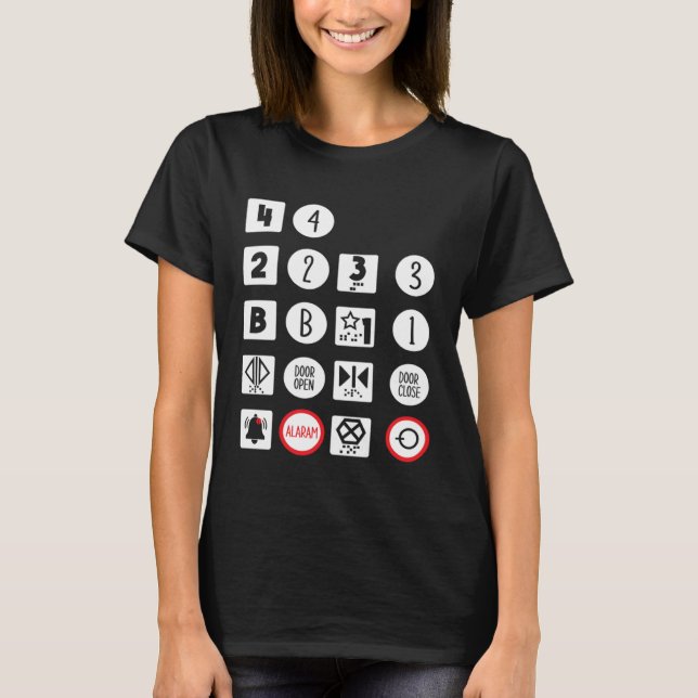 Camiseta Operador de botones de ascensor vertical mecánico (Anverso)