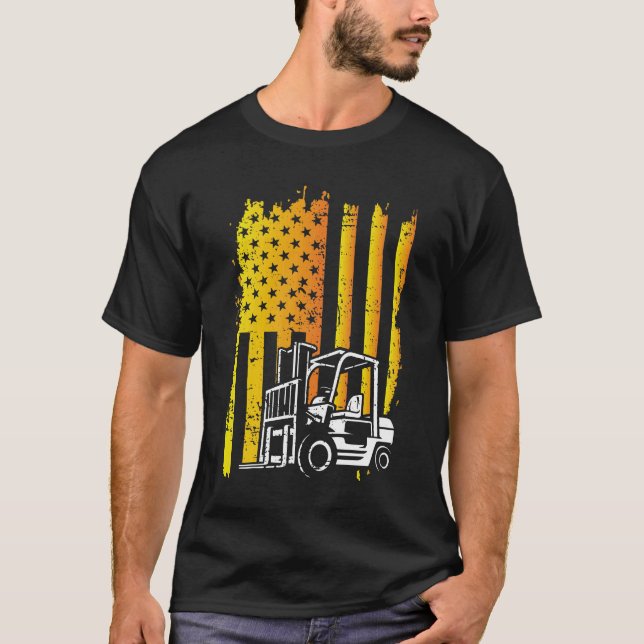Camiseta Operador de elevación de horquilla de la bandera e (Anverso)