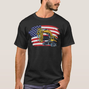 Camiseta Operador de equipo pesado de pabellón y excavador