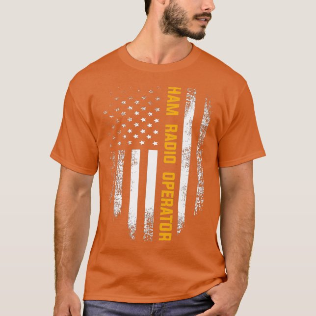Camiseta Operador de radio de Ham con bandera norteamerican (Anverso)