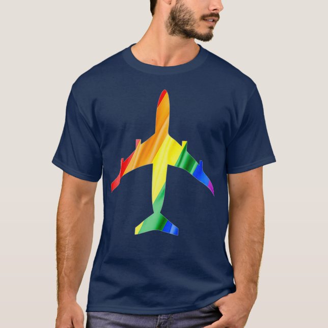 Camiseta Operador de vuelo con bandera gay arco iris del av (Anverso)
