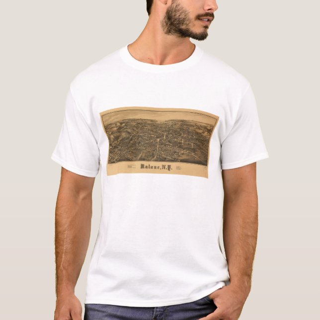 Camiseta Opinión aérea Malone, Nueva York (1886) (Anverso)