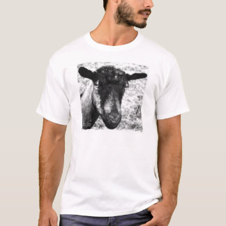 Camiseta Opinión blanco y negro de la cabeza de la cabra de