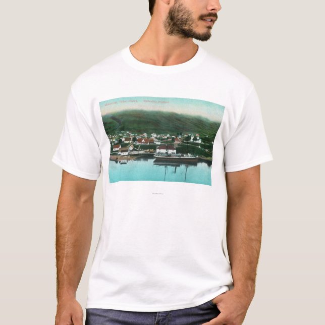 Camiseta Opinión de la costa de la ciudad y del vapor (Anverso)