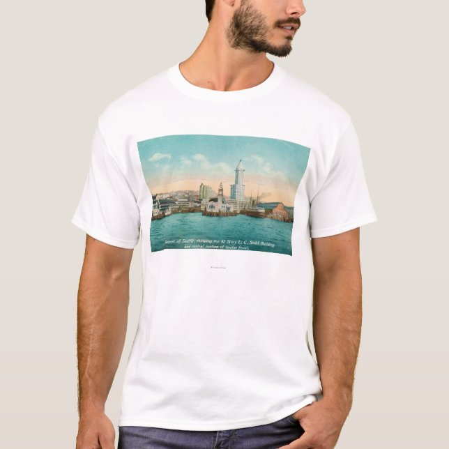 Camiseta Opinión de la costa del puerto y de la torre de (Anverso)