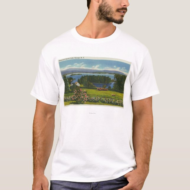 Camiseta Opinión de la ladera de la isla y del lago del (Anverso)