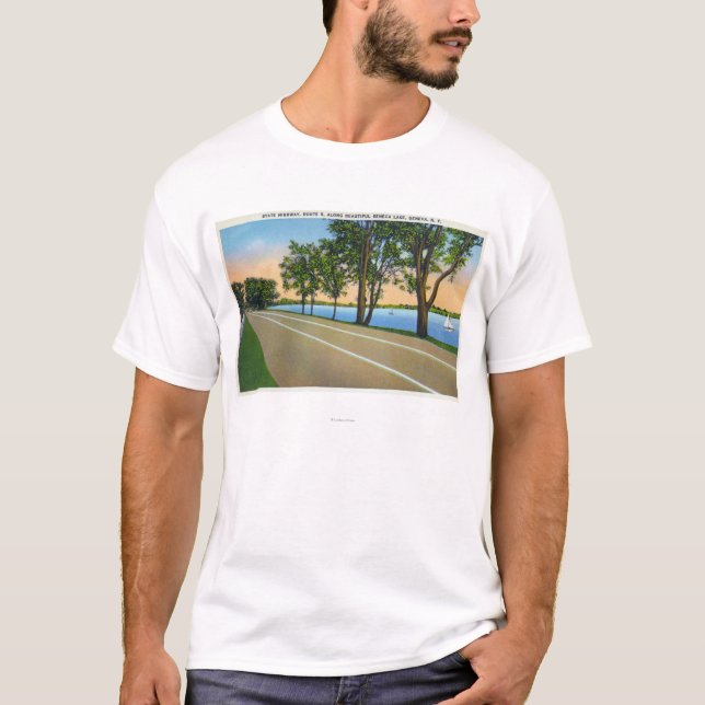 Camiseta Opinión de la ruta 5 de Hwy del lago Seneca (Anverso)