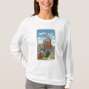 Camiseta Opinión de la torre del edificio y de los viajero