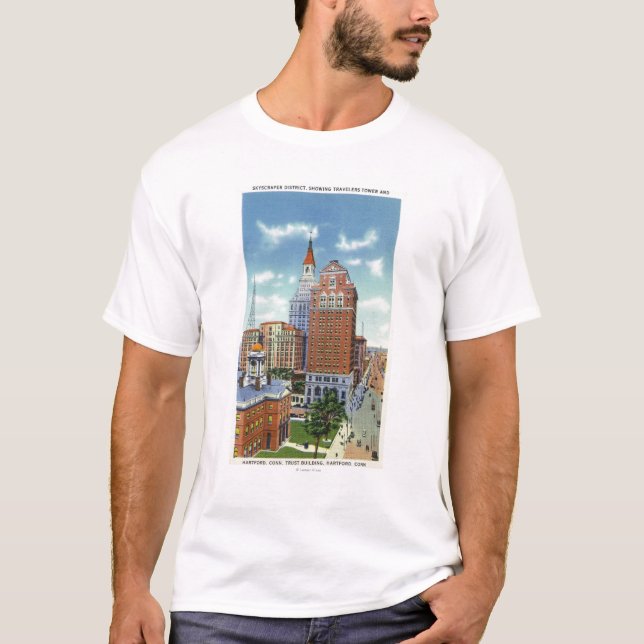 Camiseta Opinión de la torre del edificio y de los viajeros (Anverso)