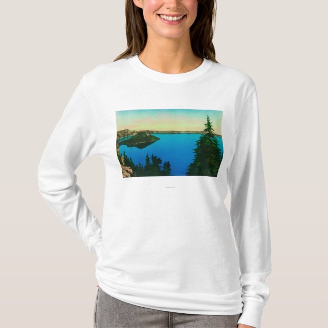 Camiseta Opinión del lago crater y de la isla del mago (Anverso)