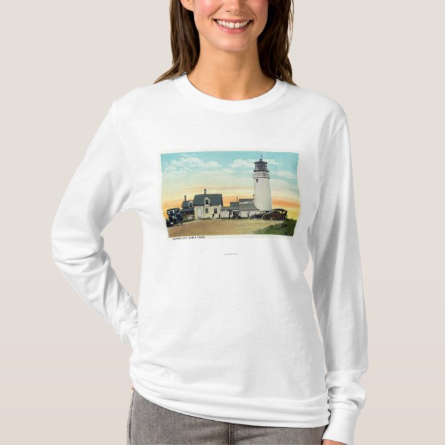 Camiseta Opinión del norte del faro de la montaña de Truro (Anverso)