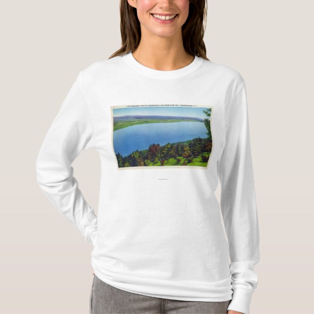 Camiseta Opinión desnuda de la colina del lago Canandaigua (Anverso)