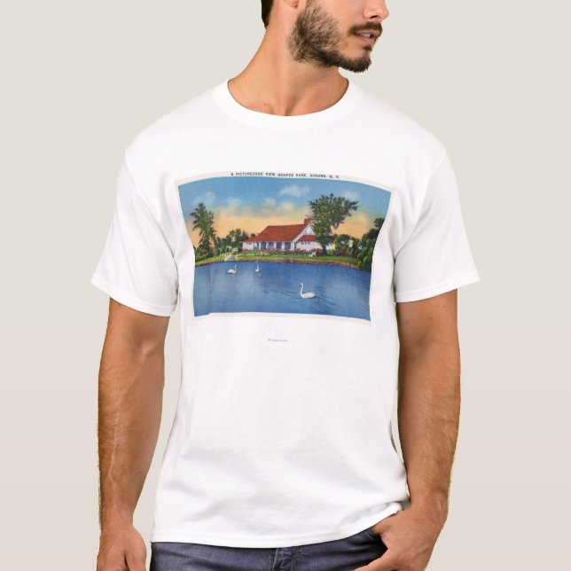 Camiseta Opinión los cisnes del parque de Hoopes en el lago (Anverso)