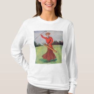 Camiseta Opinión una mujer en Golfing rojo