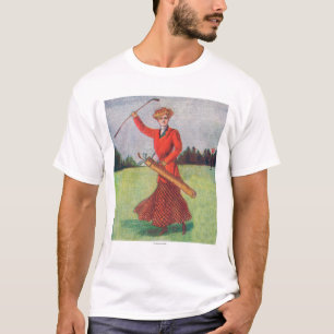 Camiseta Opinión una mujer en Golfing rojo