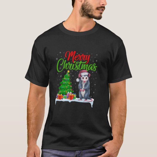 Camiseta Opossum El Árbol De Navidad Enciende Graciosas Xma (Anverso)
