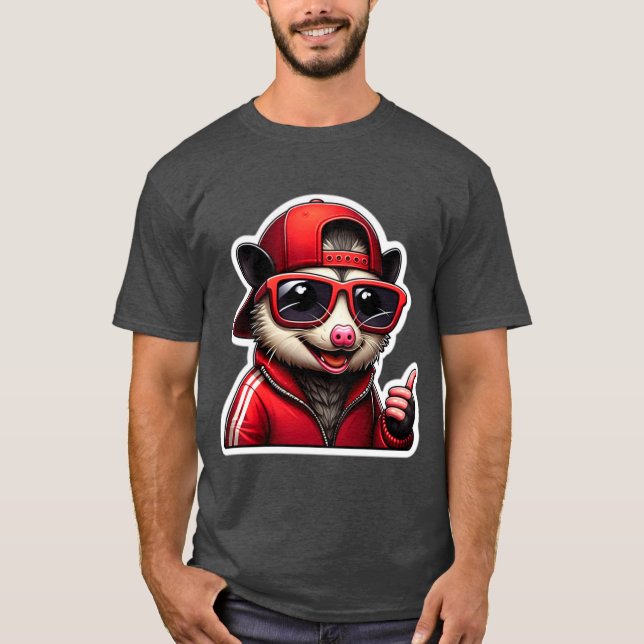CAMISETA OPOSSUM EN TRACK SUJETO ROJO (Anverso)
