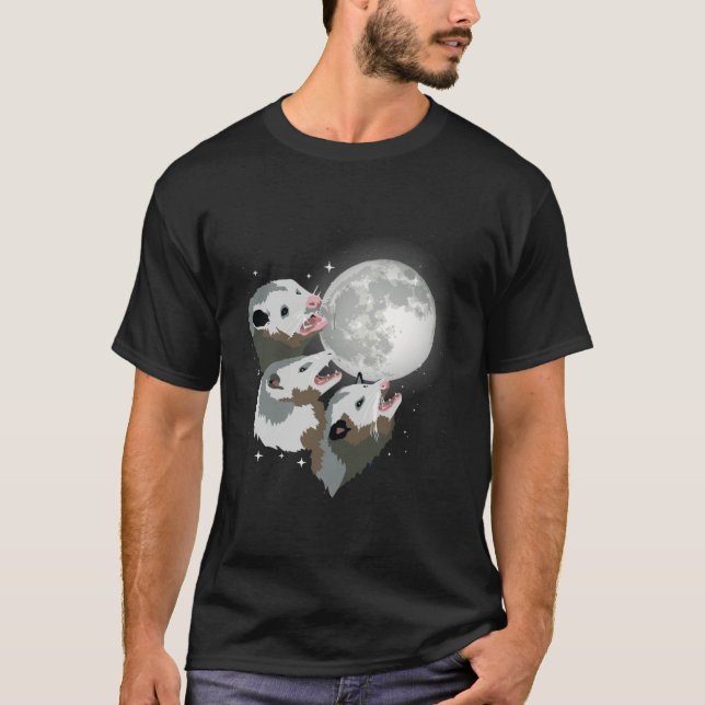 Camiseta Opossum Howl On Moon Street Cat Trash Animal Oposs (Anverso)