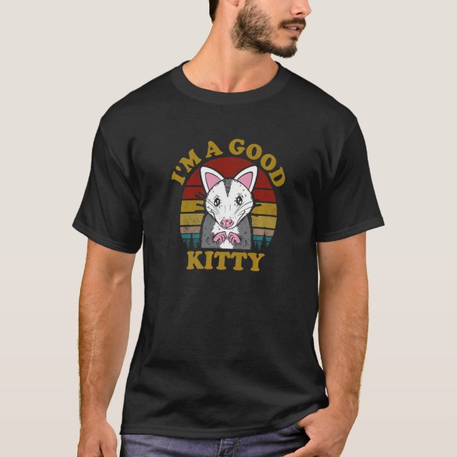 Camiseta Opossum Im a Good Kitty Possum Meme Opossum Retro (Anverso)