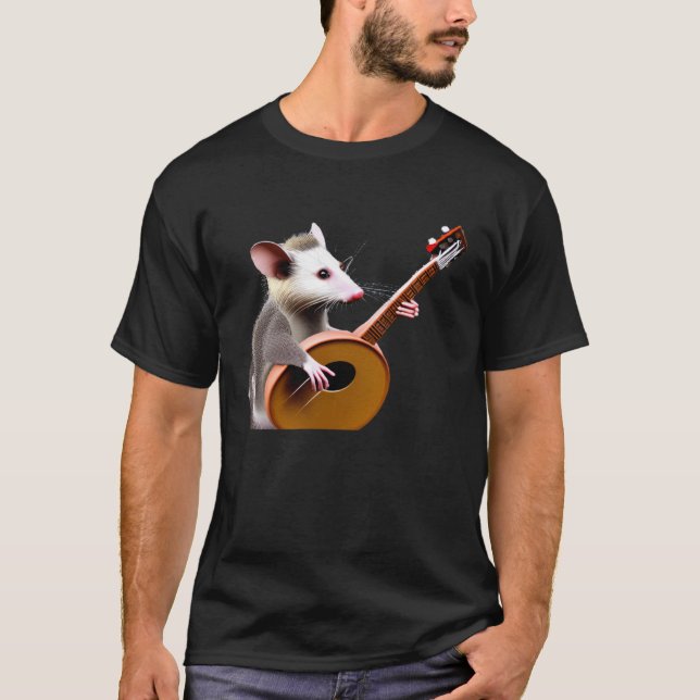Camiseta Opossum jugando a un banjo (Anverso)
